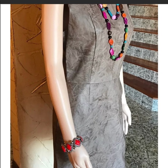 Kenneth Cole Sleeveless Faux leather Wrap Dress - Picture 5 of 8